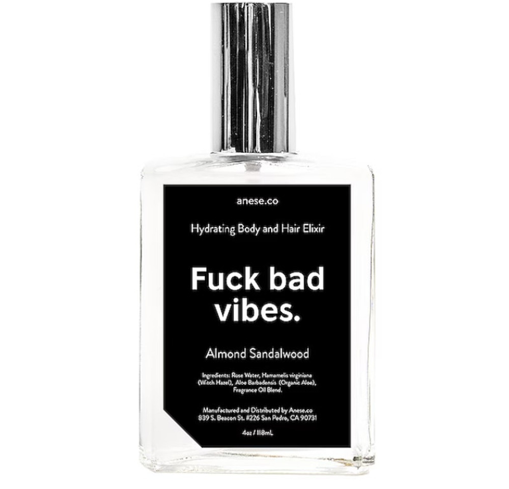 anese F*ck Bad Vibes Hydrating Elixir in Almond Sandalwood New in Box